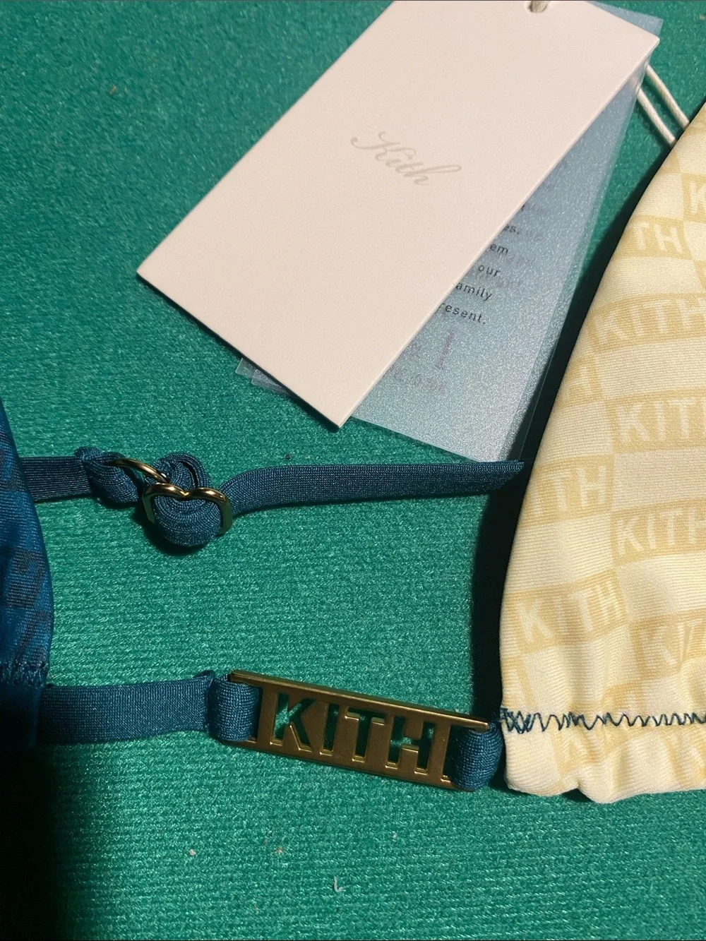 Kith Ombre Logo Triangle Bikini Top - Teal to Cream